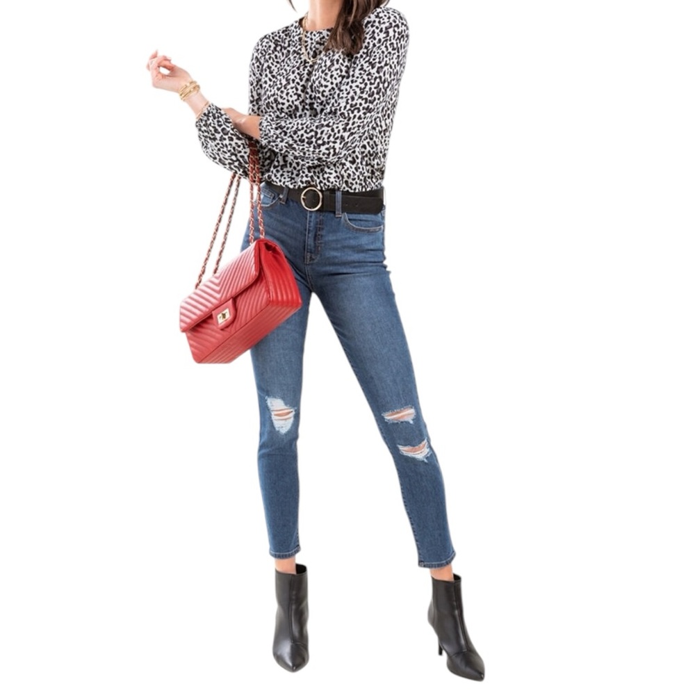 Harper Heritage‎ Core Stretch Ripped Distressed Knees High Rise Skinny Jeans